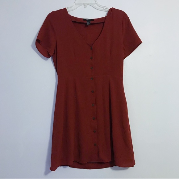 rust button down dress